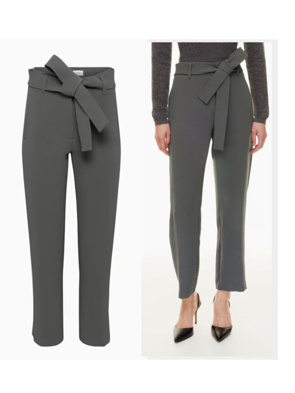 Wilfred - Tie-Front Pant Paperbag Trousers Belted 60355 | Size 0: Gray Charcoal